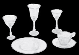 Dollhouse Miniature 4-Place Table Setting, Crystal